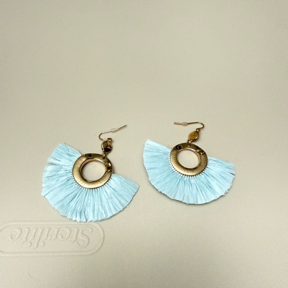 Light Blue Tassel Hoop Earrings paper detail
